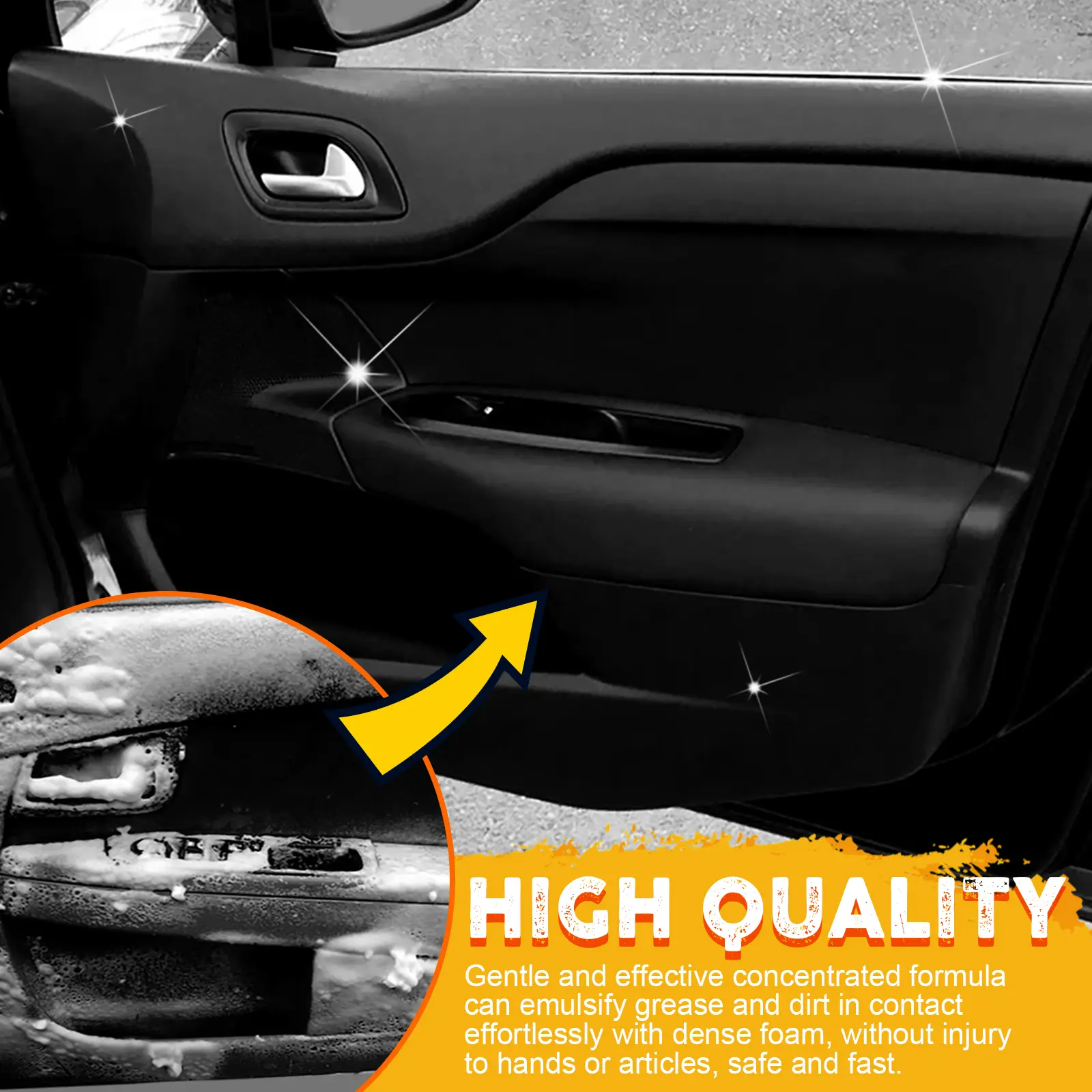 Car Interior Foam Cleaner for Steering Wheel and Dashboard, Multipurpose Cleaner for Grease, Dirt and Stains, 100ml