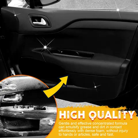 3.38fl oz Car Interior Surface Cleaner - Effective Grease Removal, Multipurpose Interiors Detailing Product for Steering Wheel, Dashboard, Center Control Buttons - Safe, Fast Dirt, Stain Remover for Car Owners, Effectivegreaseremoval