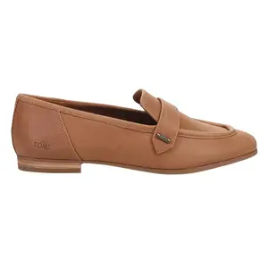 TOMS Womens Lynette Leather Slip On Loafers Casual - Brown