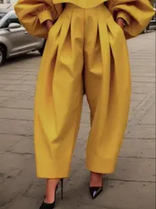 Women's Solid Color Flowy Wide Leg Pants, Casual Comfy Trousers for Daily Wear, Ladies Bottoms for All Seasons