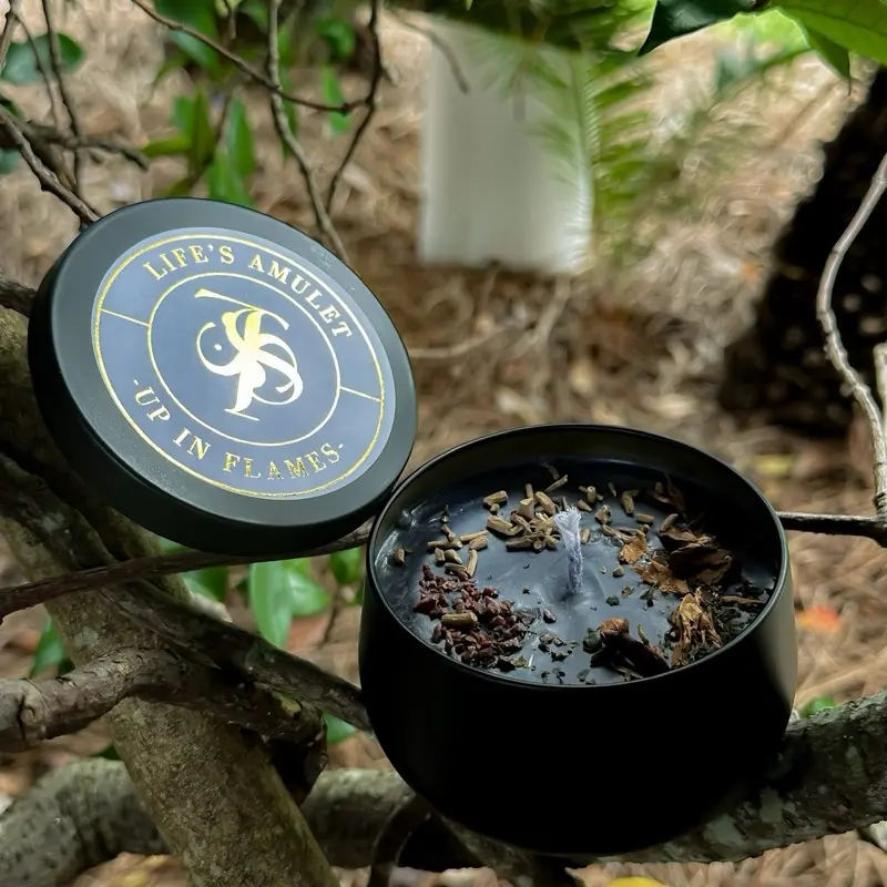 Life's Amulet Up In Flames Blockbuster Candle To Remove Blockages & Generational Trauma Sage & Sandalwood Ritual for Divine Excellence