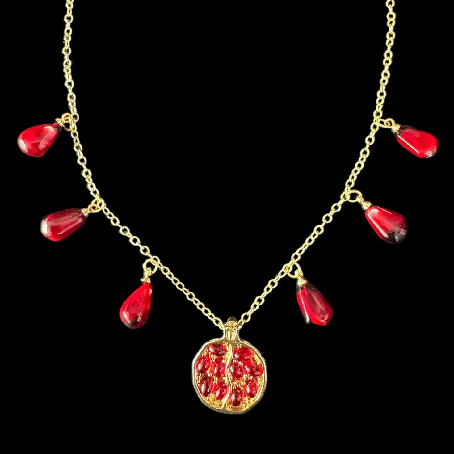Persephone’s Pomegranate & Seeds Charm Necklace