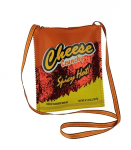 Orange and Yellow Glittery Cheese Crunch Crossbody Bag Small