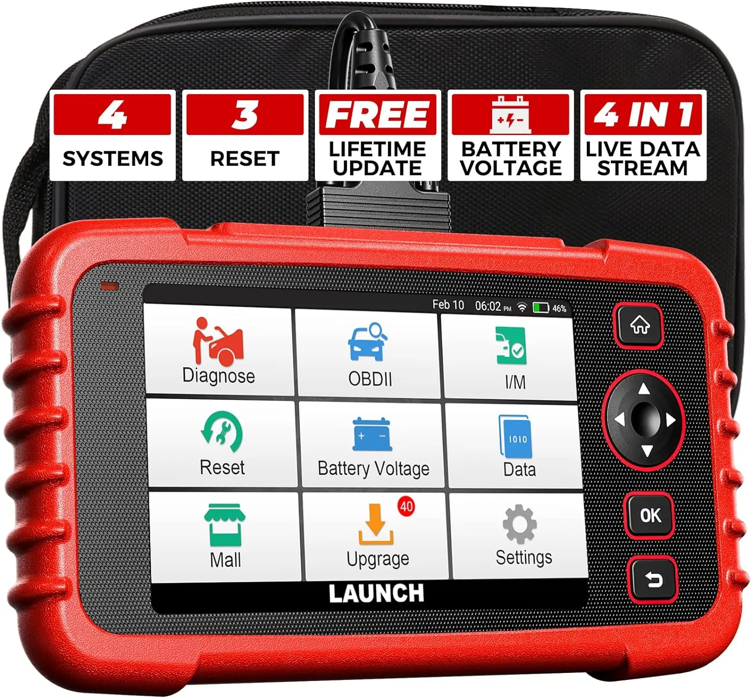 LAUNCH OBD2 Scanner CRP123X Car Scanner, 2024 Lifetime Free Update Diagnostic Scan Tool with 3 Reset SAS/Throttle/Oil Reset, ABS SRS Transmission Car Check Engine Code Reader,AUTO VIN,Battery Test