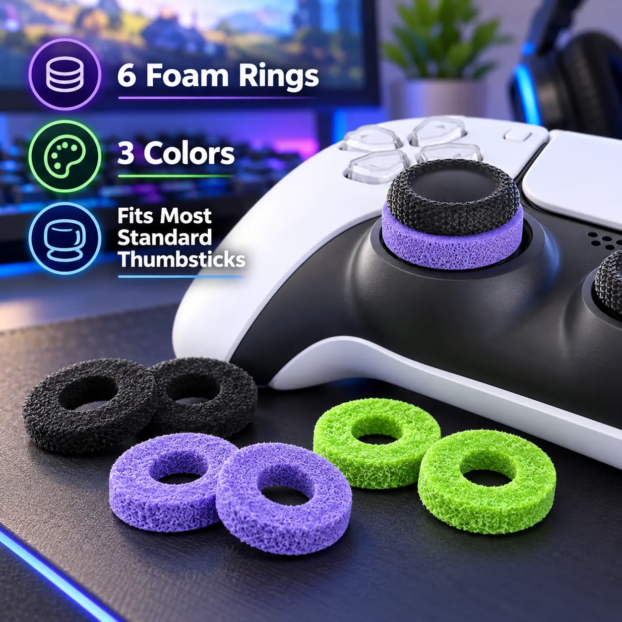 Precision Rings, Aim Assist Motion Controller 6PCS Precision Target Control Rings Suitable for PS4, PS5, Xbox 1, Xbox Series X, Switch, Switch Pro Precision Target Control Rings 3 Different Strengths