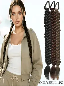 KAIRIYA 24-Inch Straight Braid Ponytail – Clip-In Hair Tie Synthetic Extension, Synthetic Clip Hairpiece, Natural Look for Women, Ideal for Holiday Parties & Year-Round Styling