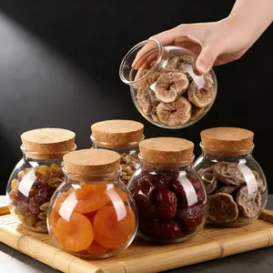6 PCS 17oz Food-Safe Round Glass Jar Set with Airtight Cork Lids, 500ml Round Kitchen Storage Jar Canister Set for Candy, Coffee Beans, Floral Tea, Flour & Spices, FCM-Certified, Versatile Storage for Kitchen & Pantry, BPA-Free