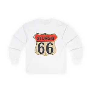 Vintage Retro Sturgis 66 Mom & Pop Long Sleeve Tee, Unisex Cotton Shirt, Harley Shop Tshirt, Motorcycle Apparel, Biker Gift Top Womenswear