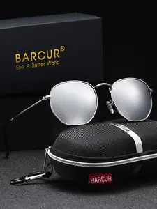 Barcur Square Polarized Sunglasses, Unisex Stainless Steel Frame, Uv400 Protection, Anti-Glare, Fashionable Gift Choice, Trendy Square Sunglasses