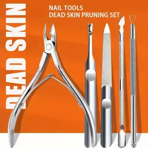 5pcs Professional Stainless Steel Nail & Foot Care Set, Complete Manicure Nail Care Tool Kit, Includes Cuticle Scissors, Clippers, Pusher, Gel Remover