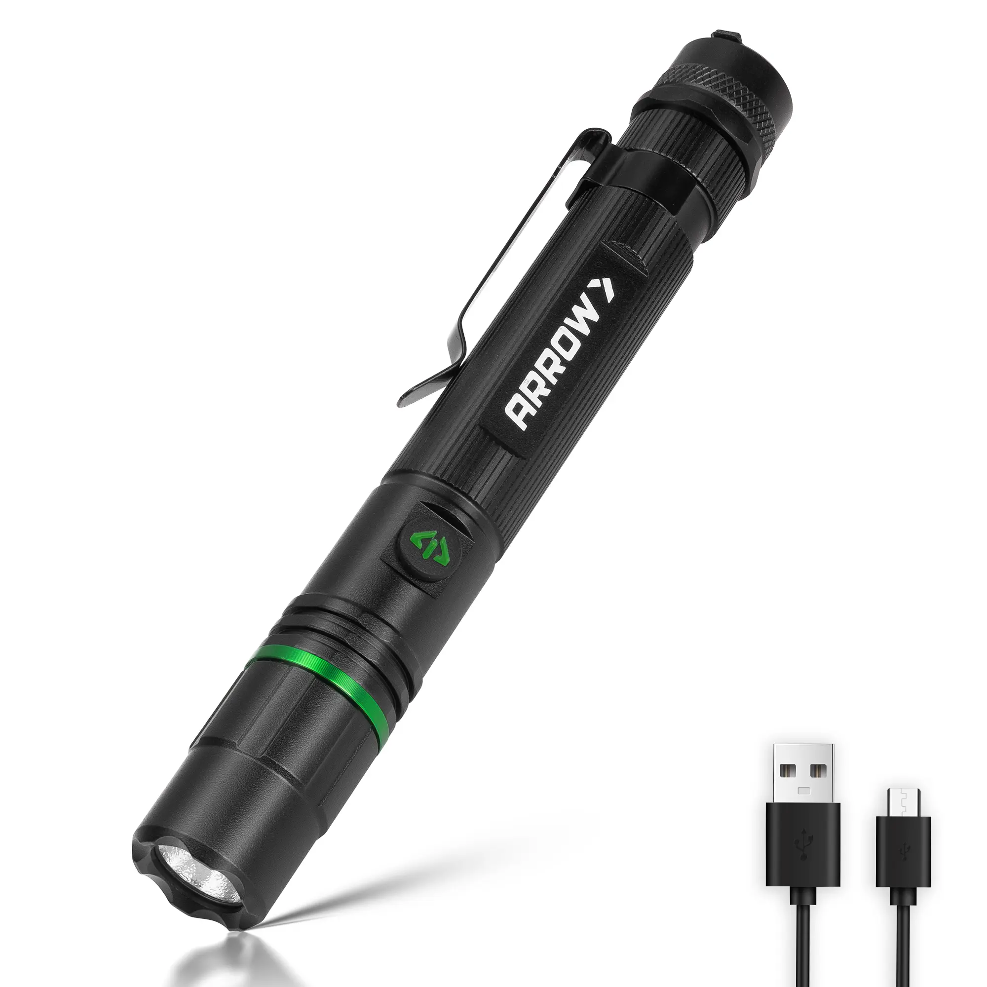 #summersale Arrow Rechargeable Flashlights 200 Lumens, Bright LED Flashlight with High/Low/Strobe Modes, Compact EDC Flash Light with Pocket Clip, USB-C Charging for Repair, Outdoors & Emergency
