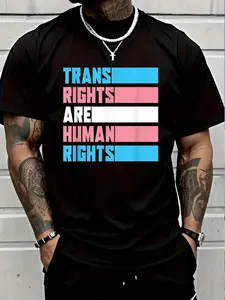 100% Cotton Trans Rights Are Human Rights Pride Month Gift Transgender T-Shirt Women's Men's Graphic Tee Crew Neck summer vacation Tops