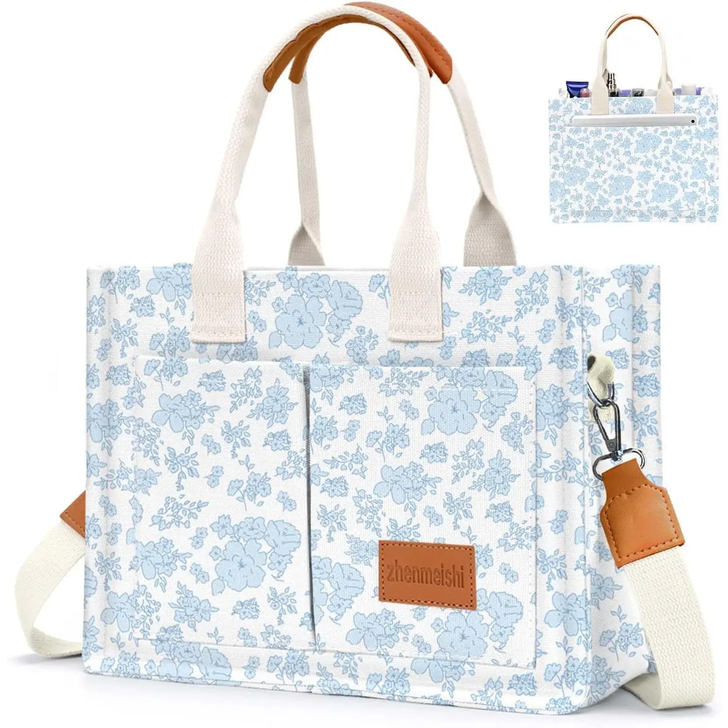 Canvas Tote Bag for Women with Pockets Crossbody Bag Tote  Handbags Casual Work Bags Everything Tote Bag