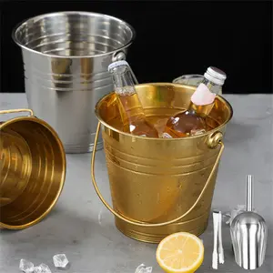 Durable Stainless Steel Ice Bucket Set with Handles, Includes Ice Tong & Clip, Ideal for Home Bar Accessories, Champagne Wine Beer, Bar Ktv Outdoor Parties