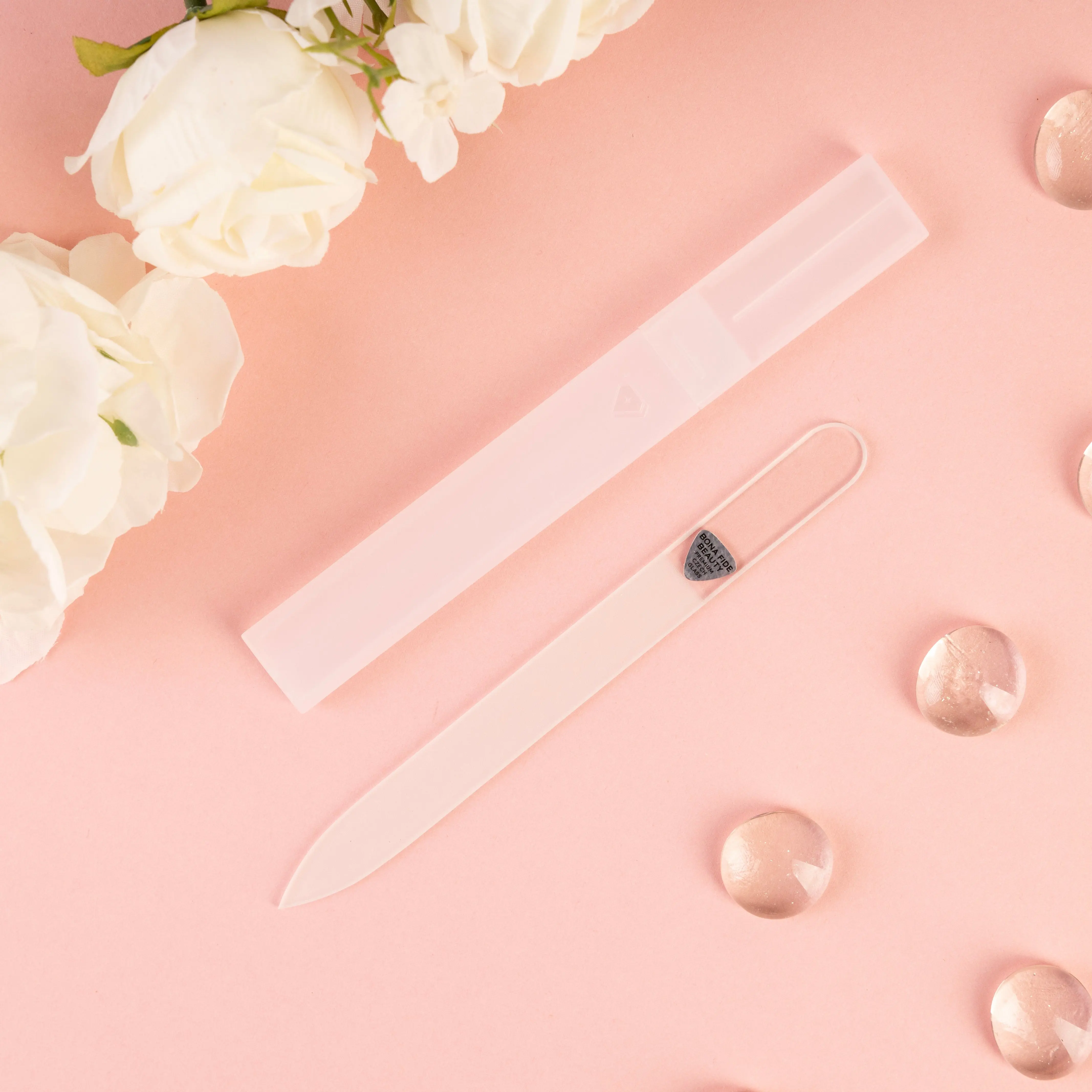 BONA FIDE BEAUTY Czech Glass Nail File - Double Sided Tempered Glass Manicure Tool to Seal Keratin, Professional Nails Supplies with Hard Case, Adults, Made Of Glass
