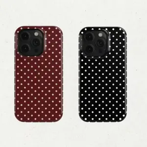 Polka Dot Tough Phone Case For iPhone 11–17 Pro Max |   Aesthetic Black & White Cover |   Shockproof, Durable Cellphone ProtectionCasing