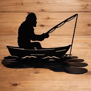 Bigfoot Fishing Desktop Metal Sign