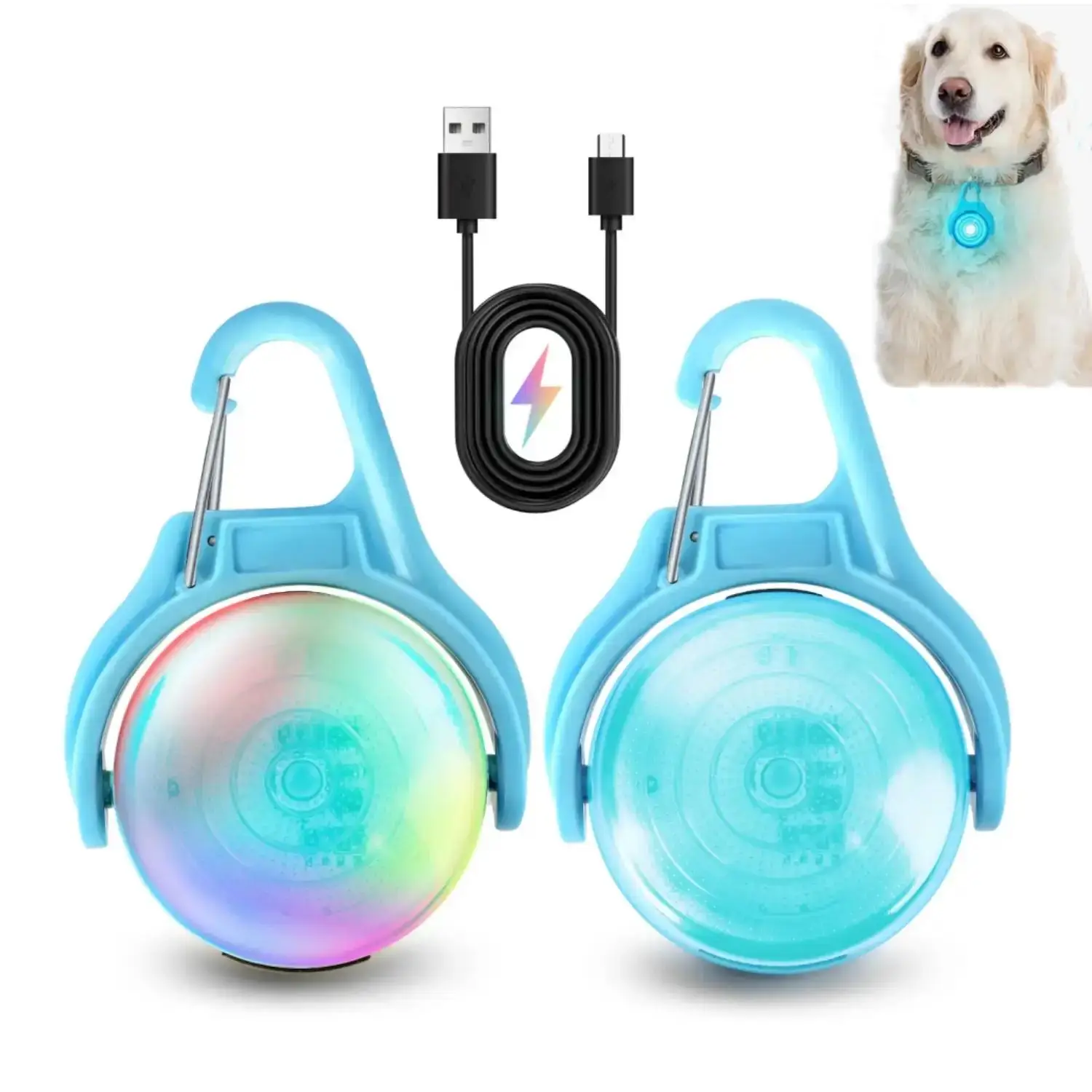 LED Dog Collar Light,4 Modes USBRechargeable Light Dog Collar Light, Ip68 Waterproof Pet Collar Light, LED Rechargeable Safety Light for Running Joggi