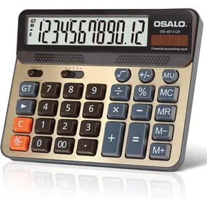 Desktop Calculator  5-Inch LCD Display 12-Digit Big Number Accounting Calculator with Giant Response Button,  & Solar ,  for Office Business  Daily Use(OS-6815GN)