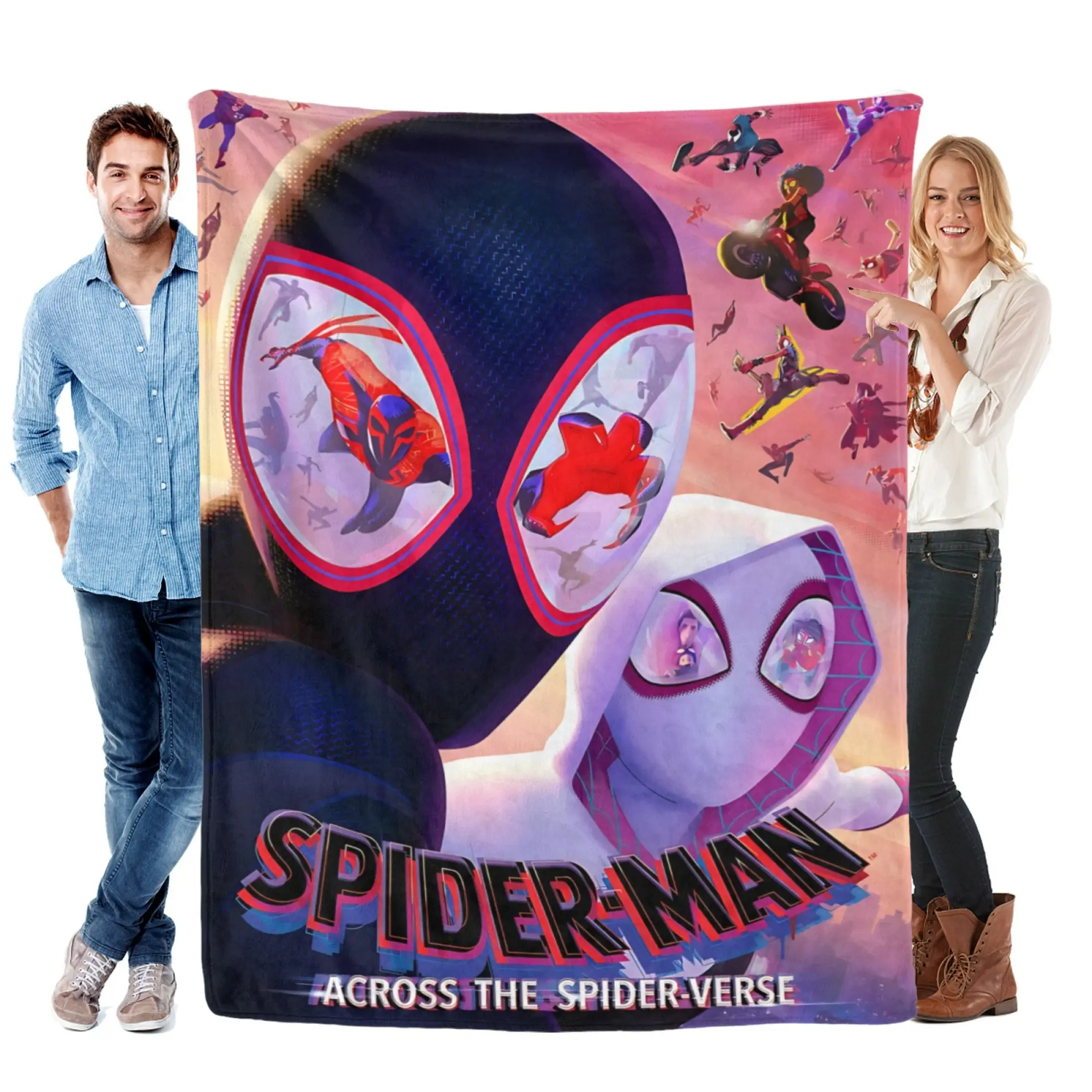 Disney Classic [2026 New] Spider-Man Across the Spider-Verse Throw Blanket Miles Morales and Gwen Stacy Graphic Fleece Soft Blanket for Bed Couch Office Camping Holiday Gift