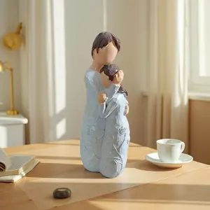 Hand-Painted Resin Mother Daughter Craft, Special Gift for Mommy & Me, Desktop Decoration Statue, Perfect for Anniversary Birthday Gifts