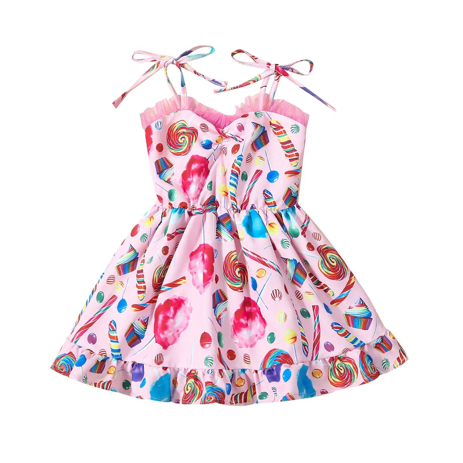 Canrulo Girls Candy Party Dress Sleeveless Spaghetti Straps Kids Toddler Little Girl Land Board Game Birthday Dresses
