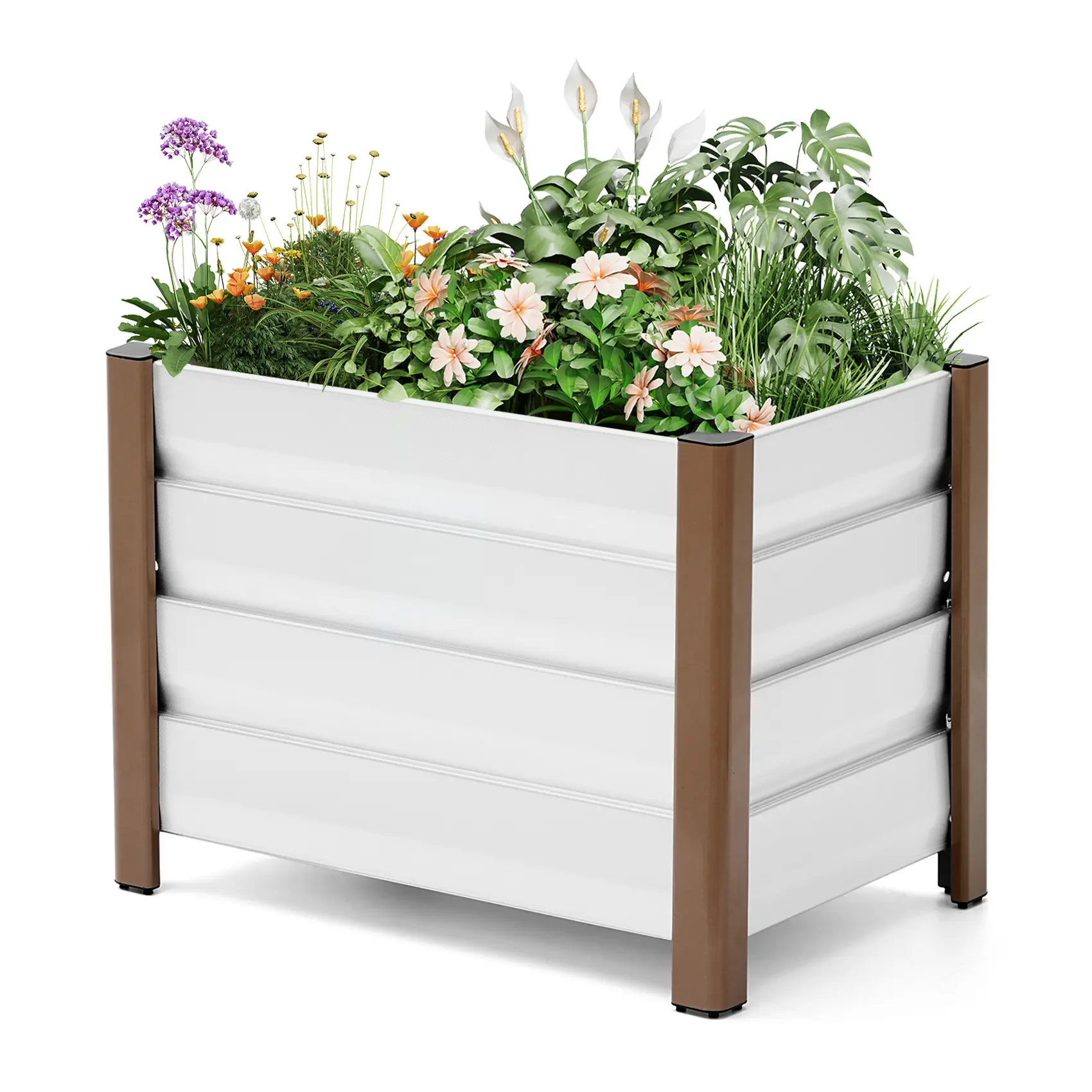 1 x Aluminum Raised Garden Bed - Durable Metal Rectangular Planter Box, Modern Deep Single Layer with Drainage Holes, Safe Rounded Edges, Assembly Guide Included for Outdoor Patio & Balcony