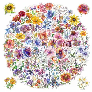 100PCS Flower Holographic Stickers, Waterproof Sticker Pack for Water Bottles, Skateboard, Laptop, Helmet, Luggage, Coloring Books, Perfect for Adults and Kids