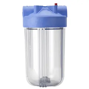 Pentair Pentek 166219 Big Clear Filter Housing, 1" NPT #10 Whole House Heavy Duty Water Filter Housing with Pressure Relief Button, 10-Inch, Blue/Clear