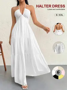 Women's Plain Dress, Summer Clothes, Casual Basic Loose Fit Sleeveless Dress, Beach Holiday Vacation, Party Wear, Minimalist a Line Dress