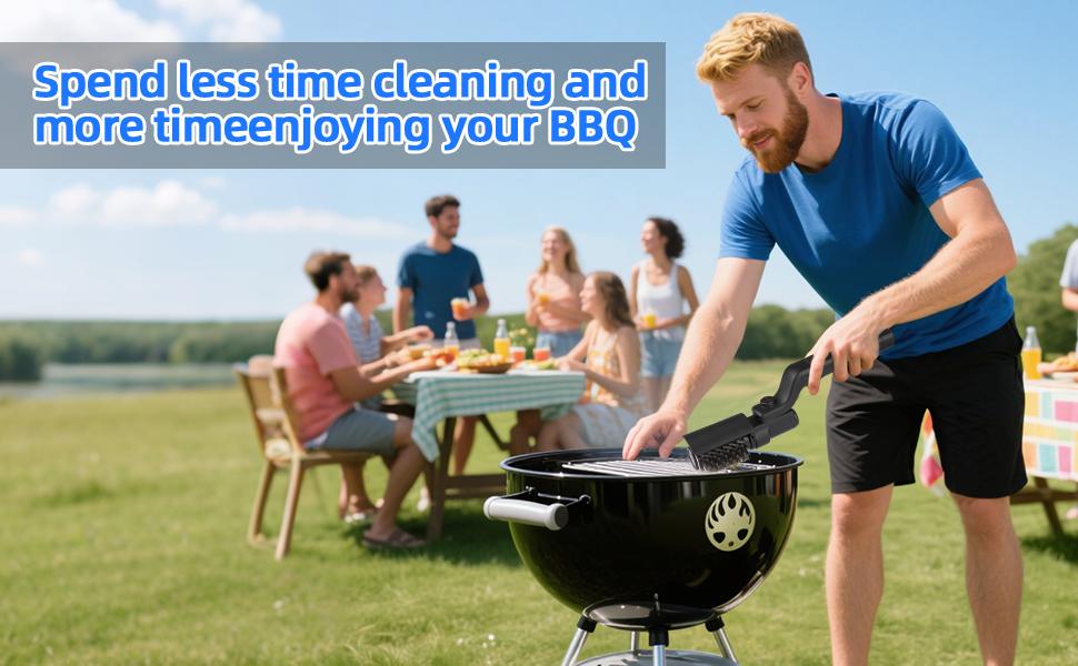 Upgraded Electric Grill Brush, Cordless Rechargeable Grill Cleaning Brush with Adjustable Angle, Stainless Steel Brush Head, 3-Speed Power, 90-Min Runtime, Waterproof Cleaner for BBQ Grates (Black)