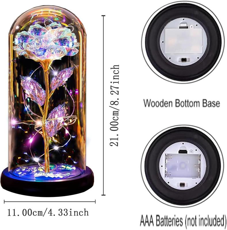 Classic Gifts LED Everlasting Rose Flower & 3D Rose Series Crystal Décor Collectibles,Eternal Romantic Creative Gifts for Women - Valentine's,Day Mother's Day, Birthday, Memorable Dates luxury valentines Gifts for Her Perfect gift Surprise Idea for LOVE