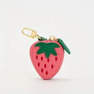 Mini Strawberry Coin Purse Keychain Adorable Wallet with Golden-Tone Clasp Sweet Style Hand Washable Perfect Cute Gift for Women Charming Wallet