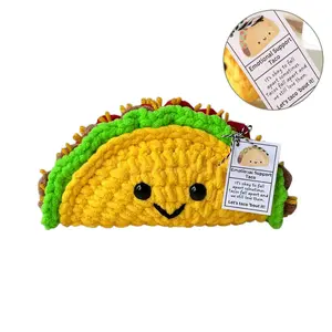 Purely Hand-Crocheted "Emotional Support Taco" Plush Toy — (#SummerVibes)A Unique, Niche Mother's Day Gift for Mom — An Adorable Potato Figurine Featuring Positive, Inspirational Messages — A Knitted "Positive Energy" Companion Ornament