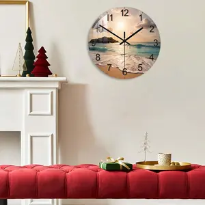 Acrylic Wall Clock with Beach Sunset Design, Silent Clock for Living Room, Nautical Theme Decor, Great Holiday Gift, Battery Operated