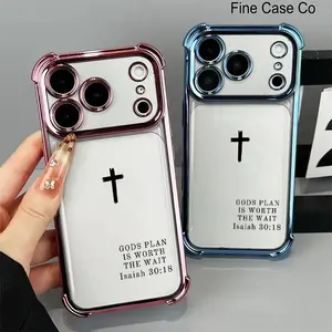 Isaiah 30:18 Scripture Cross Clear Phone Case for iPhone 17 Pro Max 16 Pro 15 Plus 14Pro 13 12 11 XS Max XS XR & Samsung Galaxy S25 Ultra S24 Plus S23 Shockproof Protective Cover Gods Plan Is Worth The Wait