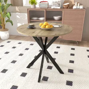 31.5 Inch Round Dining Table, Small Circle Kitchen Table with Metal Black Legs for 2-4 people,Modern Dining Room Table