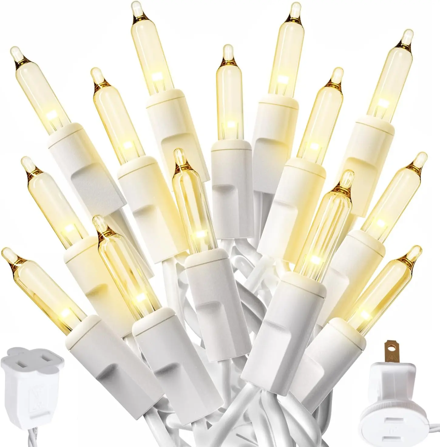 100-Count Warm White Christmas Lights on White Wire, 20 ft 100-Count Warm White Christmas Lights on White Wire, 20 ft