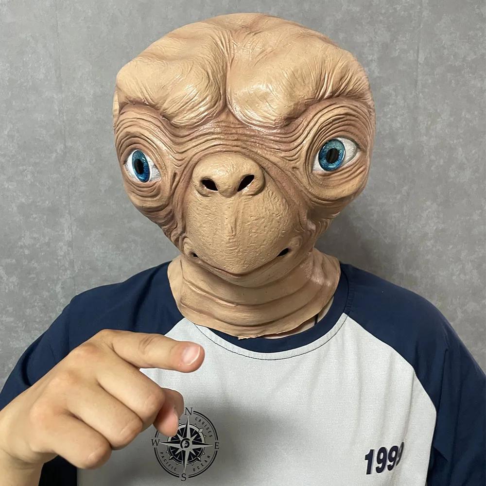 Realistic ET Alien Latex Mask Halloween Carnival Party Movie E.T. the Extra-Terrestrial Cosplay Creepy E.T. Alien Full Head Mask men andwomen costume