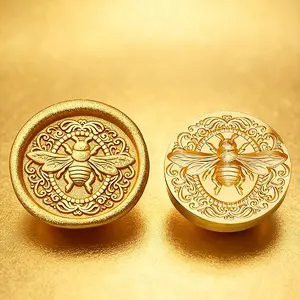 Vintage Bee Pattern Thick Brass Wax Seal Stamp Head, Perfect for Parties, Wedding Invitations, Gift Wrapping, Journal Making, Collectibles