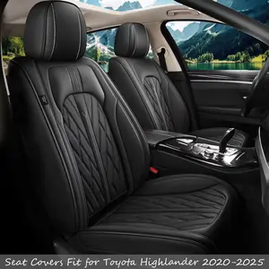 7-Seat Faux Leather Waterproof Car Seat Covers & Cushion for 2020-2025 Toyota Highlander, Car Seat Cushion