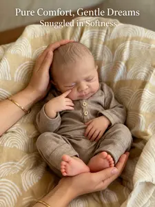 19-inch Realistic Reborndoll, Lifelike Newborn Soft Vinyl Soft Dolls with Pacifier and Bear Accessory