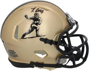 Travis Hunter Colorado Buffaloes Autographed Riddell Gold Heisman Speed Mini Helmet - Fanatics Authentic Certified