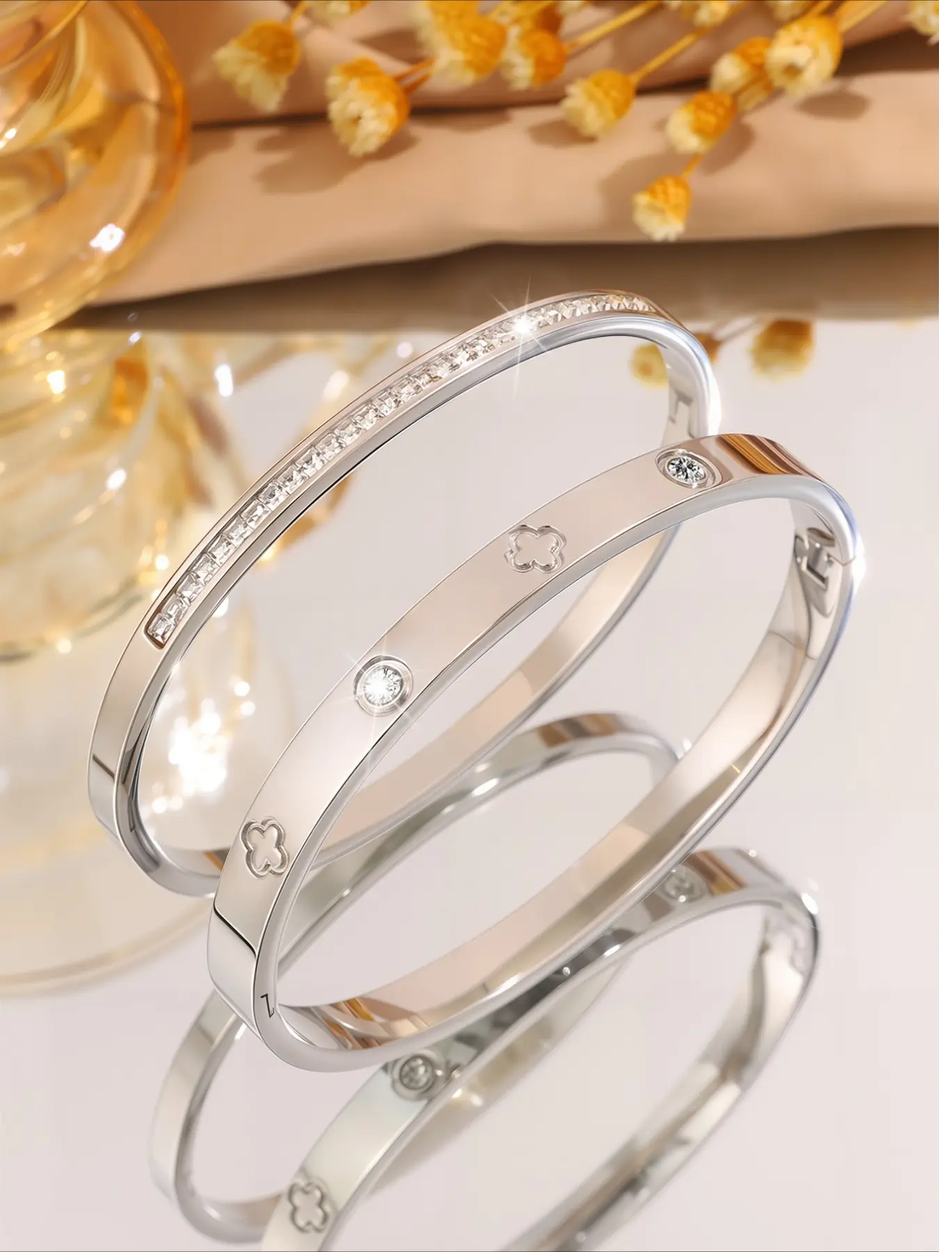 2pcs gorgeous and fashionable stainless steel bracelet, matching bracelets, elegant and fashionable style, charming and charming, suitable for dating scenes, is an excellent Valentine's Day gift to convey romantic emotions, High Quality Bracelet