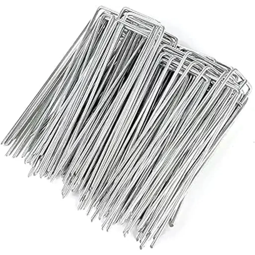 Heavy Duty Galvanized Steel Landscape Staples - 20-Pack 6-In 11-Gauge Trapezoid Shape Stakes, Outdoor Garden Supplies for Plant Care & Support, Garden Edging, Holding Down Sod, Floating Row Covers, 6 Inches