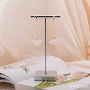 White Hydrangea S-Curve Drop Earrings