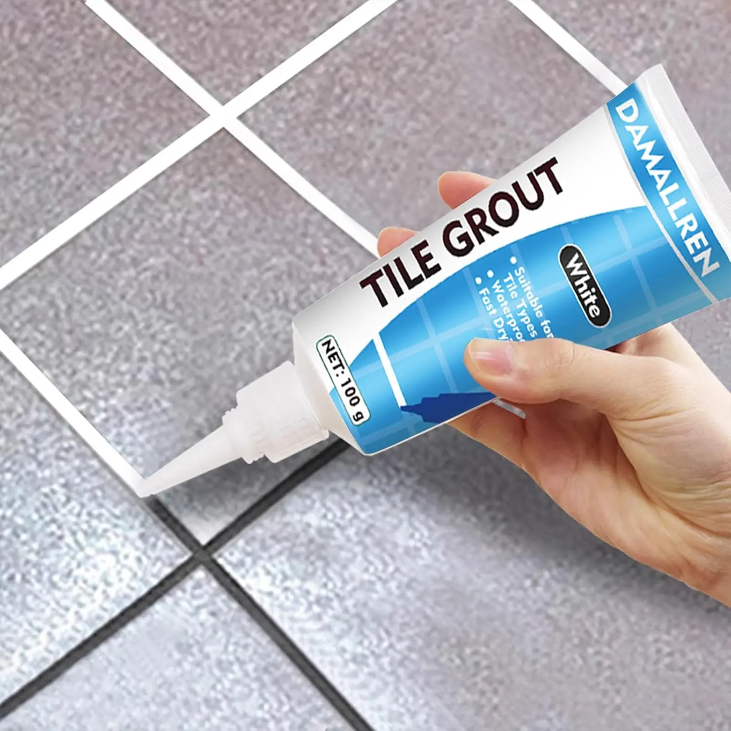 2-Pack Grout Paint Pen Kit - Fast-Drying Adhesive Grout Filler and Sealer for Bathroom, Kitchen Tile Joints (White)