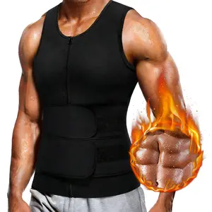 Neoprene Sauna Suit for Tough guy Men Waist Trainer Vest Zipper with Adjustable Tank Top Workout Vest Yoga Sports Vest