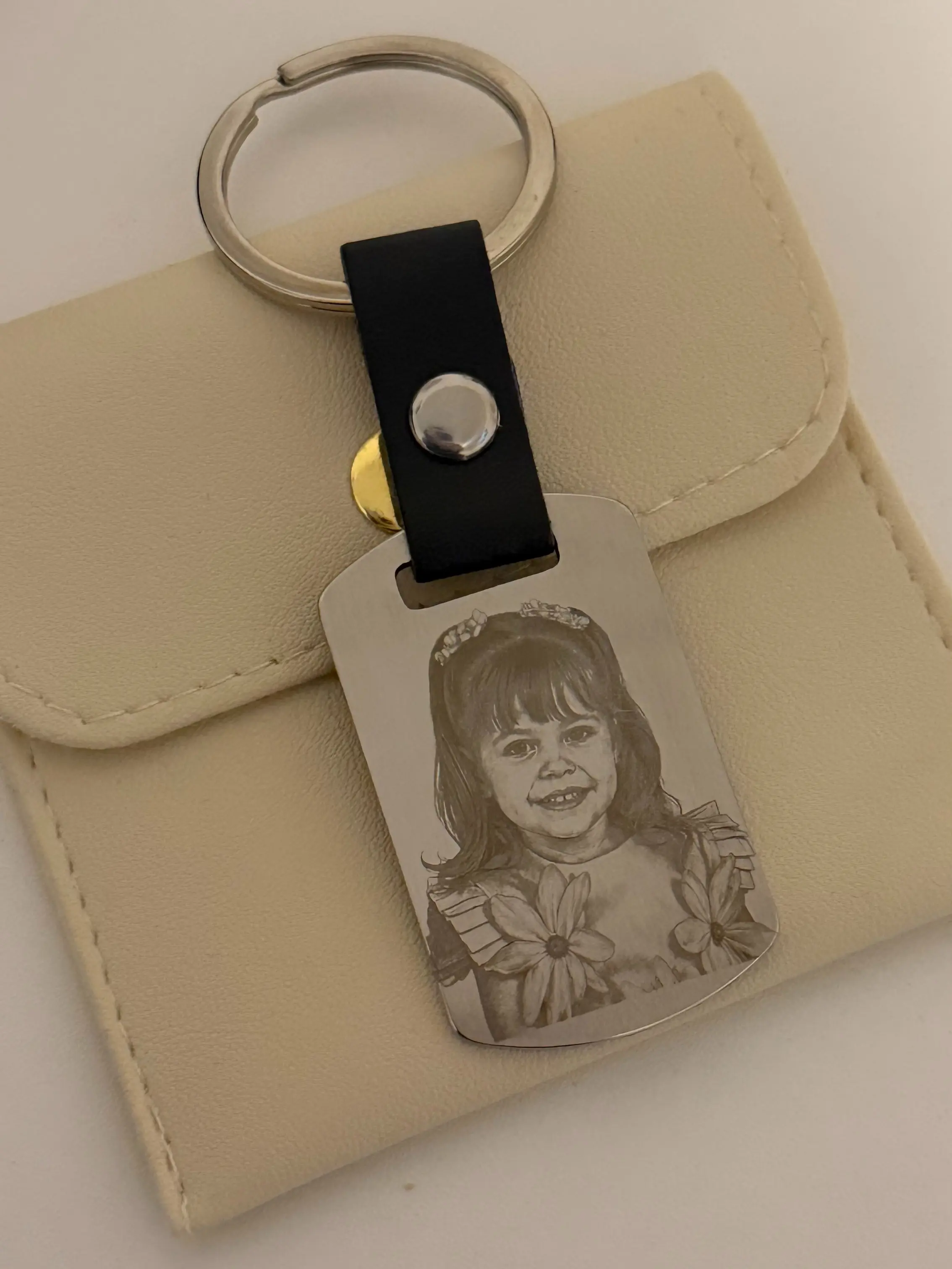 Personalized Engraved Photo Keychain - Stainless Steel, Engraved Silver Keychains Available in Silver & Black, Custom Family Picture Gift for Parents, Long-Distance Keepsake, Commemorative Anniversary Birthday Present, Durable