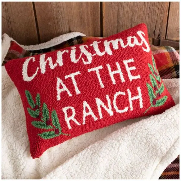 Peking Handicraft 31TG1024C18OB 12 x 18 in. Christmas at the Ranch Hooked Pillow